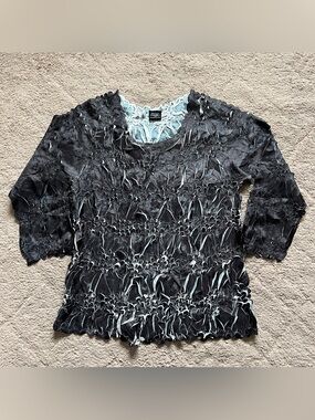 Vtg Origami Magic Scarf Top Y2K Popcorn Crinkle Bubble Stretch Abstract Retro OS